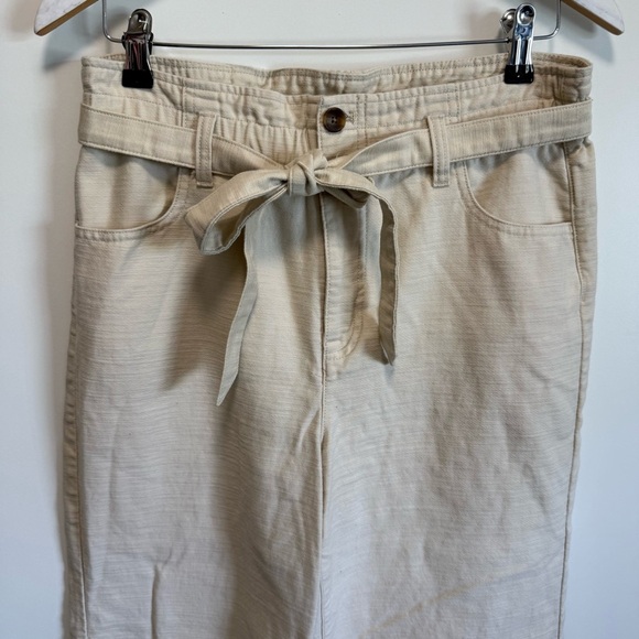 J. CREW 8 Cropped Twill Paper-Bag Cream Pants Belted Women’s Ivory - Picture 4 of 12